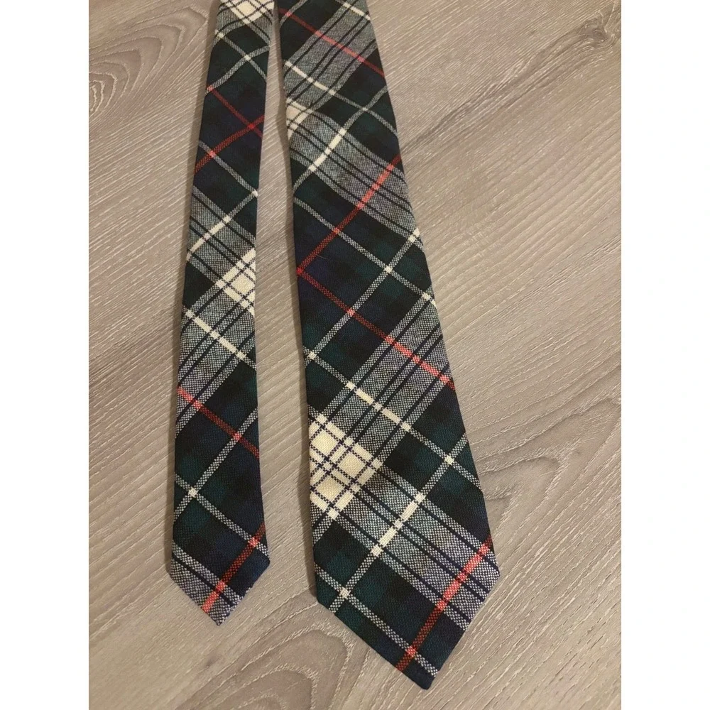 Mackenzie‎ Tartan Plaid Wool Tie Made in Scotland Navy Green Red Men's Necktie